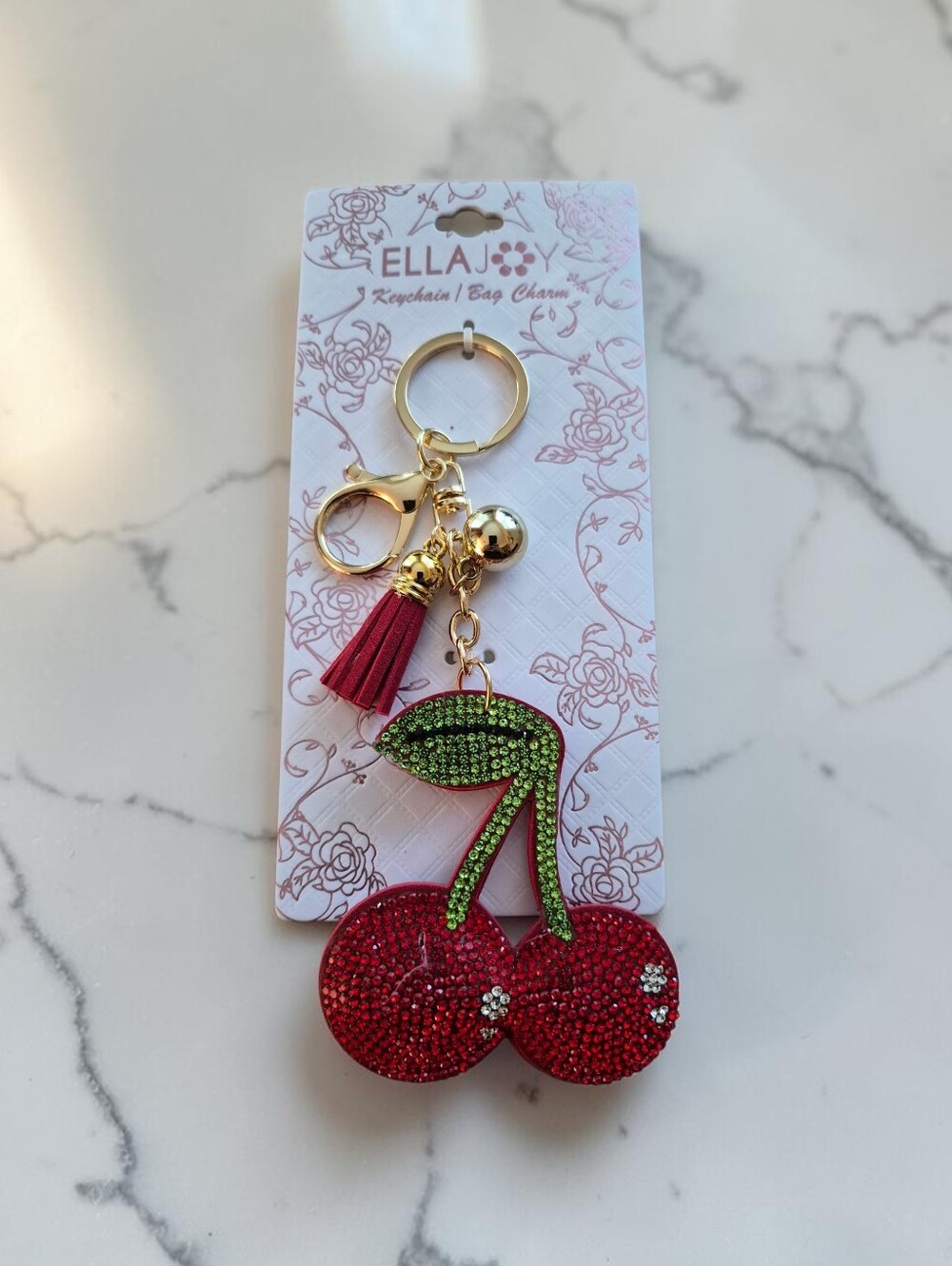 Ella Glitter Cherry Keychain Bag Charm